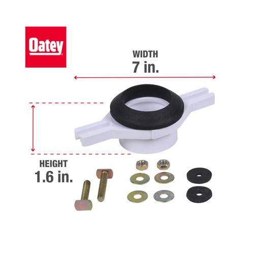 Oatey 43541 2-inch White PVC Horizontal Adjustable Urinal Flange Kit