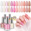 SAVILAND Fingernail Polish Set Quick Dry: 12 Colors Pastel Nail Polish Non Gel 0.34oz Castor Oil Regular Glitter Nail Polish Kit Holographic Nail Lacquer with Base Top Polish Coat French Manicure Art