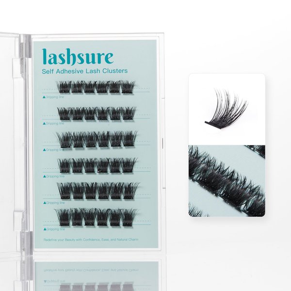 Lashsure Self Adhesive Eyelash Clusters Kit - Natural Black, Reusable False Eyelashes Kit for Women, Easy to Apply, Lightweight & Natural Looking (MF10-11)