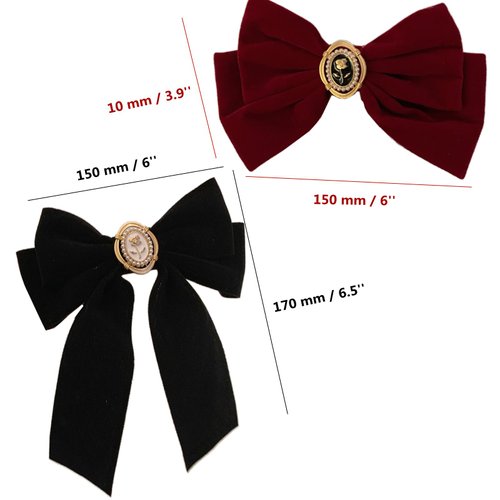 TANG SONG 4 PCS Lint Bowknot Bobby Pin Ribbon Hairpin Hair Hair Clips for Women Girl Lady Gentle Design Suitable for Daily, Dance Party and Other Occasions (Red&Black)