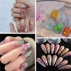 JERCLITY 12 Boxes Gradient Aurora Glass Paper Nail Sticker Foil Nail Art Holographic Colorful Glass Reflective Mirror Design Broken Glass Stripe Line Paper Nail Decals Cellophane Films Foils for Nails