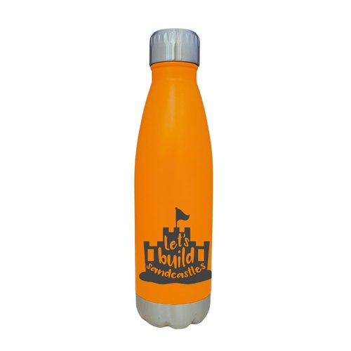 YNGLLC LETS BUILD SANDCASTLES BEACH THEME ORANGE 17OZ WATER BOTTLE LA5131
