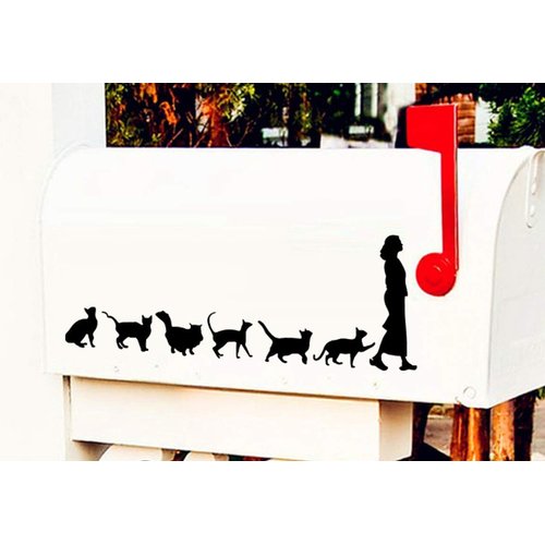 Adam Victor Removable Switch Sticker, 2 Pcs Lovely Girl and Cats Cartoon Wall Sticker, Light Switch Decor Decals, Family DIY Kids Bedroom Office Home Car Decoration