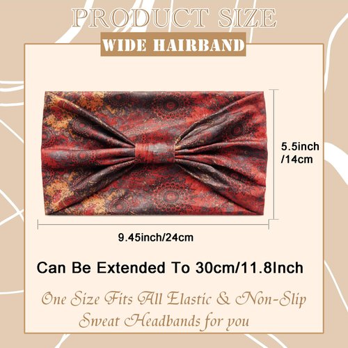 STGDAK Boho Headbands for Women,Retro Floral Pattern Hair Band,Non Slip Hair Band,Cotton Fabric Cloth Headbands,Fashion Elastic Head Turbans Yoga Sports Runnig Hair Accessories for Women Girls 4 Pack