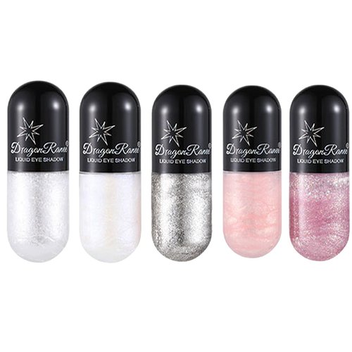 SeleneTenderaes 5Pcs Liquid Glitter Eyeshadow，Bling Under Eye Shadow Eyeliner，Shimmer Eye Make Up，Korean Makeup，Long Lasting,Quick Drying Pigmented Loose Glitter Glue for Crystals Makeup
