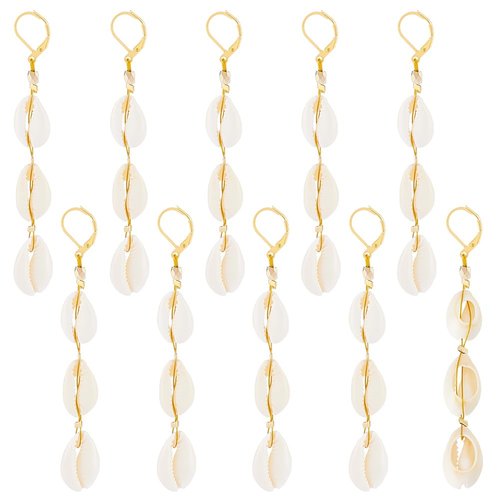 PLIGREAT 10 Pcs Seashell Dreadlock Ring Charms Long Natural Shell Dangle Braided Hair Ornaments Decorative Summer Bohemian Shell Dreadlock Hair Clip Charm for Women Men Dreadlock Accessories