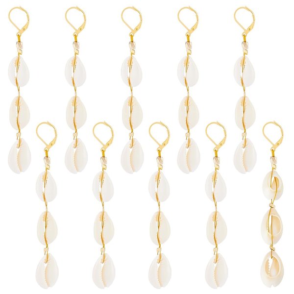 PLIGREAT 10 Pcs Seashell Dreadlock Ring Charms Long Natural Shell Dangle Braided Hair Ornaments Decorative Summer Bohemian Shell Dreadlock Hair Clip Charm for Women Men Dreadlock Accessories