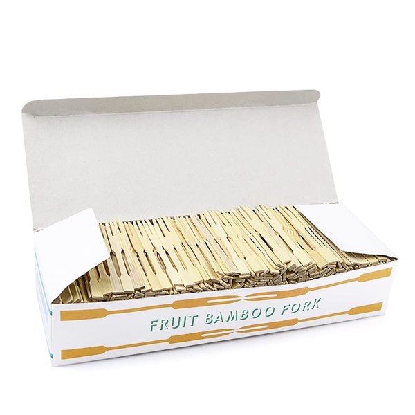 UPlama 750Pcs Bamboo Forks,Wooden Appetizer Forks for Appetizer, Cocktail, Fruit, Pastry, Dessert,3.4inch