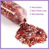 BADCOLOR Red Face Body Glitter Gel, Holographic Shimmer Chunky Glitters Makeup for Hair Nails Eye Lips, Music Festival Concert Rave Accessories Party, Long Lasting Sparkling Mermaid Sequins Gel Kit
