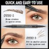 Fast Draw Eyebrow Pen, Duo Brow Microfilling Fork-Tips & Precise Tip, Natural Eyebrow Makeup Set with Spoolie Brush (#3 Dark Brown)