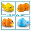Dwi Dowellin Bath Toys for Toddlers, Magnetic Fishing Games Kids Bathtub Toys, Mold Free Wind-up Toys Swimming Fish Duck Whale Floating Water Toys for Kids Baby Infant