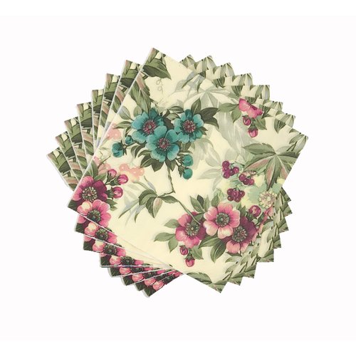 WallyE Shabby Chic Floral Paper Napkins,Mint Floral Printed Country Garden Inspired for Thanksgiving Garden Party or Wedding,40 Pack