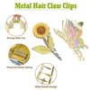 Metal Alloy Hair Clips with Butterfly and Sunflower Designs - 2 Pcs Cute Hair Pins for Women and Girls, Strong Hold, Nonslip Big Jaw Clips in Blue, Pink, Yellow Colors