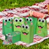Leinuosen 25 Pcs Frog Party Favor Supplies Set Include Frog Party Paper Bags Candy Gift Bag and Frog Stickers for Kids Animal Lover Cute Cartoon Shower Frog Themed Birthday Party Decorations, Green