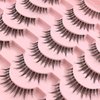 Manga Lashes Natural Look That Look Like Individual Clusters, Anime Short Japanese Spiky Doll False Eyelashes, 14 Pairs Wispy Korean Asian Cosplay Lashes with Clear Band Pack by Heracks(02)