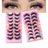 Leilanis Beauty Colorful False Eyelashes, 8 Pairs Mixed Faux Mink Fluffy Lashes, Long Eyelash Extensions