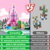 Annexfun Magnetic Blocks - 100PCS Magnetic Building Blocks Pink Castle Princess Castle Garden STEM Cubes for Toddler Kids Toys, Construction Toys for Kids Ages 3+, Christmas Birthday Gifts for Girls