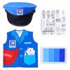 Keymall Kids Mailman Costume With Postman Hat Mail Carrier Vest Clear Stamp Ink Pad For Pretend Play Halloween Postal Costume