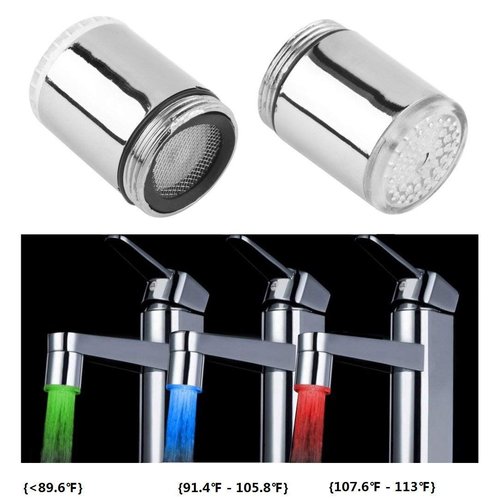 TEBOCR Led Faucet Lights Temperature Sensor 3 Color Changing Faucet Lights Glow Shower Stream Water Faucet Tap for Kitchen Bathro​om 2 PCS