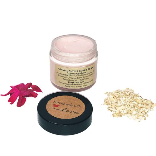 Navoms Beauty Organic Indian Ginseng Face Cream with Rosehip & Vitamin E Oil, Face Moisturizer, Anti Aging Face Cream, Ashwagandha Rose Face Cream, Ayurvedic Face Cream, VEGAN (0.5 oz)