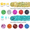 Holographic Chunky Glitter Sequins, 12 Colors Mixed Cosmetic Glitter for Face Body Eye Hair Nail Art Lip Gloss Makeup, Festival Glitter with Different Hexagons Size and Stars (Laser Mix)
