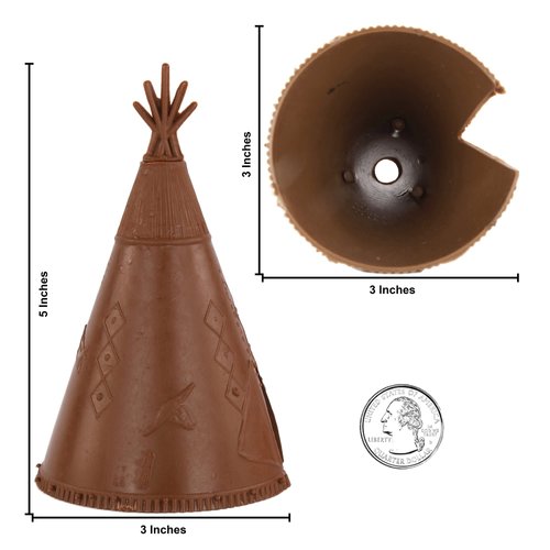 BMC Classic Plains Indian Teepees - Brown 3pc Western Plastic Playset Accessories