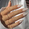 AkiliBIELY Coffin Press on Nails Short Medium White Milky Fake Nails Acrylic Gel Glue on Nails Fantasy Stick on Nails For Women False Nails Classy Aesthetic Wedding Birthday