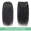 Kinky Straight Clip In Hair Extensions Real Human Hair Clip Ins Seamless Yaki 100% Brazilian Remy Human Hair Clip In Hair Extensions For Black Women Natural Black Color Double Weft 18inch 8pcs 120g