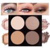 Eyeshadow Quad Makeup Palette, Bright Nude Champagne Gold Light Dark Brown Eyeshadow, Velvety Pigmented Blendable Matte & Shimmer Finishes, Long Lasting Waterproof，Featuring A Built-In Mirror