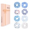 Mirlern 8-Piece Velvet Satin Scrunchies for Women Girls, Cute Hair Ties for Women’s Long Thick Thin Hair No Damage Bulk Hair Rubber Bands Accessories (Blue Theme)