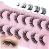 Focipeysa Lash Clusters DIY False Eyelashes Natural Wispy Faux Mink Lashes 13mm D Curl Cluster Eyelashes Extensions Natural Look Lashes DIY at Home