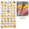 Sunflower Nail Art Stickers 5D Embossed Summer Yellow Sun Flower Nail Decals Engraved Flower Nail Sticker Pegatinas Uñas Self Adhesive Nail Accessories for Women Girls Manicure Decoration 4 Sheets