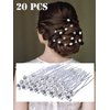 AKOAK 20 Pieces Bridal Wedding Hairpin, Single Drill U-shaped Hairpin, Rhinediamond Hairpin Bridal Women's and Girls' Hair Accessories for Wedding Ball Parties Special Events