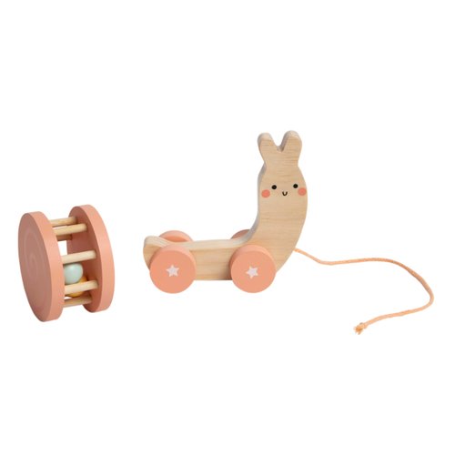 Pearhead Montessori Snail Pull Toy, Pull Along Wooden Toy, Early Development Push and Pull String Toy, Motor Skill Toy for Toddlers Ages 1+ Year