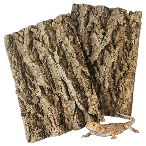 Fhiny 2 PCS Cork Bark Background, 11.6" x 7.7" Natural Cork Bark for Reptiles Tank Backdrop Reptile Climbing Wall Terrarium Decor Accessories for Turtle Beared Dragon Chameleon Snake