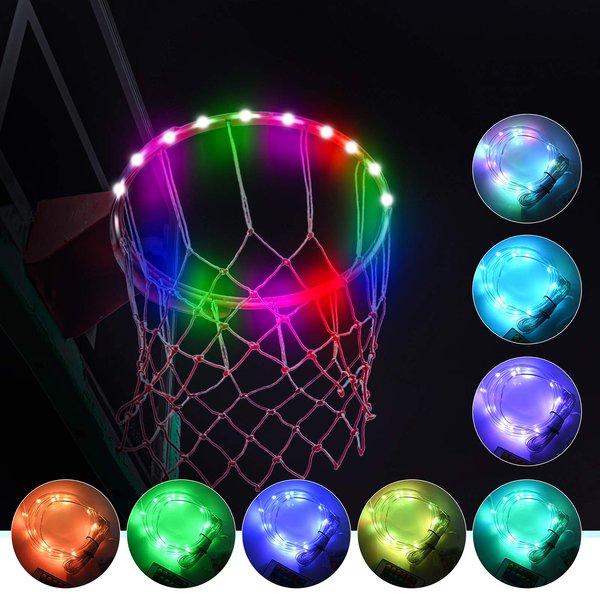 Led Lights Basketball Hoop,Remote Control Basketball Rim LED Light,Super Led light with 16 Colors , Waterproof,Super Bright to Play at Night Outdoors ,Good Gift for Kids Training and playing at night