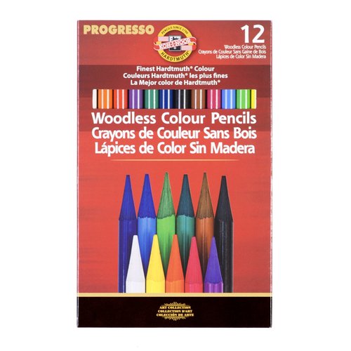 Koh-I-Noor Progresso Woodless Colored 12-Pencil Set, Assorted Colored Pencils (FA8756.12)