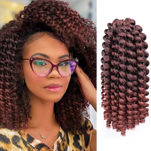Jamaican Bounce Crochet Hair 12Inch 5Packs Wand Curl Crochet Hair Short Curly Braiding Hair for Black Women T350 Colored 18Strands/Pack Ringlet Twist Hair Extensions