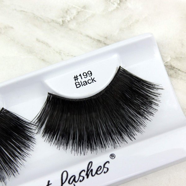 Elegant Lashes #199 Black Thick Super-Long 100% Human Hair False Eyelashes for Dancers, Drag Queen, Halloween, Costume, Rave