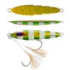 OCEAN CAT 1 PC Slow Fall Pitch Fishing Lures Sinking Lead Metal Flat Jigs Jigging Baits with Hook for Saltwater Fishing 5 Colors 80G/120G/160G/200G/250G/300G (Green&Gold, 120g(4 2/9oz))