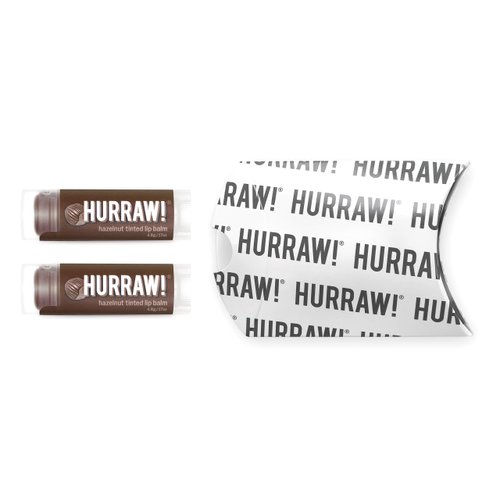 Hurraw! Hazelnut Tinted Lip Balm, 2 Pack: (Sheer Brown Tint) Organic, Certified Vegan, Cruelty and Gluten Free. Non-GMO, 100% Natural Ingredients. Bee, Shea, Soy and Palm Free. Made in USA