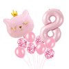 Cat Birthday Decorations, Cat Balloons, Pink 8 Balloon Number, Cat Themed Birthday Party Decorations, Number 8 Balloon for Pink Birthday Decorations