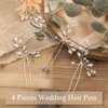 Waydress 4 Pcs Wedding Hair Pins Crystal Wedding Hair Accessory Bridal Rhinestone Hair Pieces for Bride, Bridesmaids, Women(Silver)