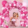Amandir 153pcs Pink Balloon Garland Arch Kit, Different Sizes 18 12 10 5 inch Hot Pink Latex Metallic Confetti Pink Balloons for Birthday Princess Wedding Baby Shower Valentines Day Party Decorations