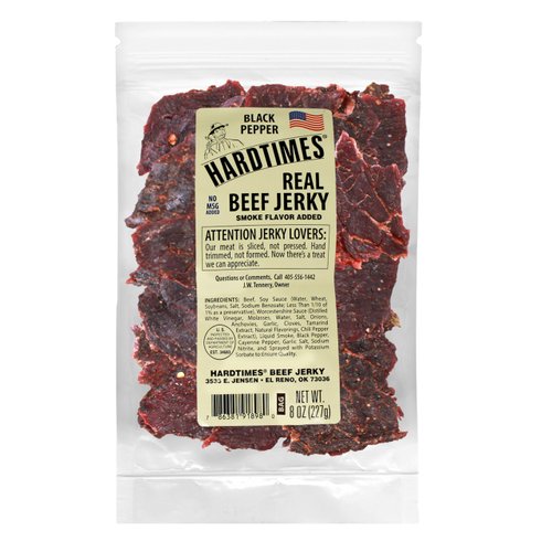 Hardtimes Handcrafted Beef Jerky - Black Pepper Flavor - 8 oz. Bag