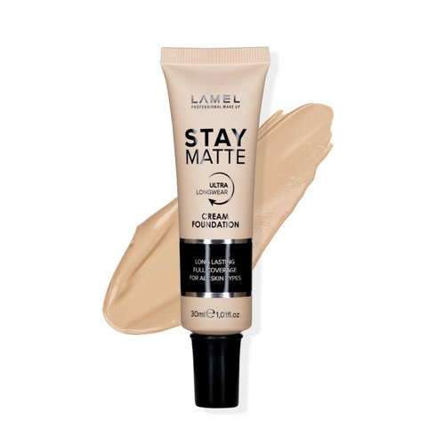 LAMEL Foundation Stay Matte - Full Coverage Foundation - Long-Lasting & Waterpoof - Dewy & Flawless Finish - For All Skin Type - Organic & Oil-Free, 403-1.01fl.oz (Ivory)
