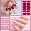 DANNEASY 12 Sheets Nail Polish Stickers Full Nail Wraps for Women Solid Color Fingernails Wraps Self Adhesive Nail Polish Strips Gel Nail Strips with Nail File, Cuticle Stick - Pink