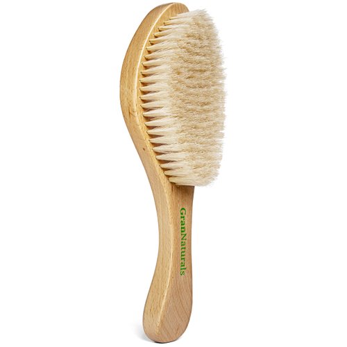 GranNaturals Soft Bristle Hair Brush - Curved Boar Bristle Vintage Style Hairbrush for 360 Waves,...