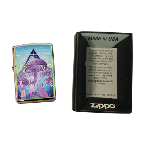 Zippo Custom Lighter - Melting Trippy Magic Mushrooms - Regular Spectrum - Gifts for Him, for Her, for Husband, for Wife, for Them, for Men, for Women