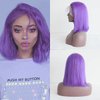 Aprilhair Pre-plucked Purple Bob Lace Front Wigs Glueless 130% Density Short Cut Straight Brazilian Virgin Human Hair With Baby Hair Full And Thick (12 inch)